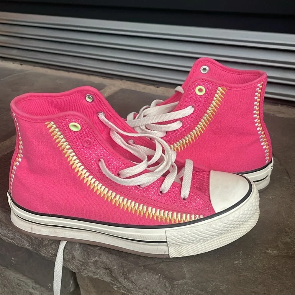 Converse Kids High-Top Sneakers in Bright Pink with White Accents